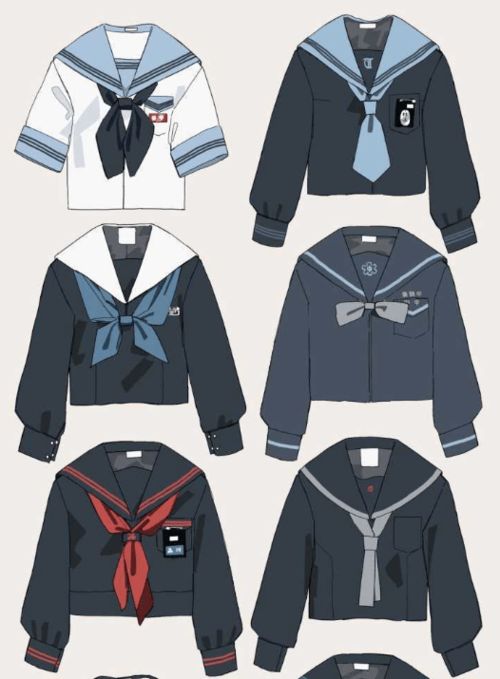 繪畫素材 jk制服,動漫人物服飾教程參考